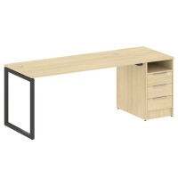 Metal System Quattro 4x4 40БО.РС-СТП -1.4 (Акация лорка/Антрацит) Рабочая станция на О-образном м/к с опорной тумбой