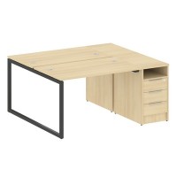 Metal System Quattro 4x4 40БО.РС-СТП-2.2 (Акация лорка/Антрацит) Рабочая станция на О-образном м/к с опорной тумбой