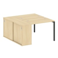 Metal System Quattro 4x4 40БП.РС-СШК-1.1 (Акация лорка/Антрацит) Рабочая станция на П-образном м/к с опорным шкафом-купе