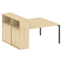 Metal System Quattro 4x4 40БП.РС-СШК-2.3 (Акация лорка/Антрацит) Рабочая станция на П-образном м/кс опорным шкафом-купе