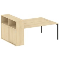 Metal System Quattro 4x4 40БП.РС-СШК-2.5 (Акация лорка/Антрацит) Рабочая станция на П-образном м/к с опорным шкафом-купе