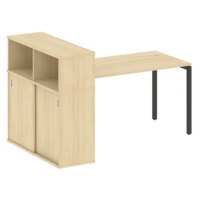 Metal System Quattro 4x4 40БП.РС-СШК-3.3 (Акация лорка/Антрацит) Стол письменный на П-образном м/к с опорным шкафом-купе