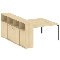 Metal System Quattro 4x4 40БП.РС-СШК-4.4 (Акация лорка/Антрацит) Рабочая станция на П-образном м/к с опорным шкафом-купе