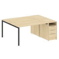 Metal System Quattro 4x4 40БП.РС-СТП-2.3 (Акация лорка/Антрацит) Рабочая станция на П-образном м/к с опорной тумбой