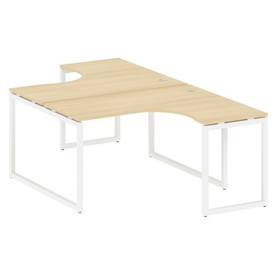 Metal System Quattro 4x4 40БО.РАС-СА-2.3 (Акация лорка/Белый) Рабочая станция криволинейная на О-образном м/к