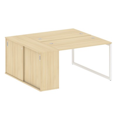 Metal System Quattro 4x4 40БО.РС-СШК-1.2 (Акация лорка/Белый) Рабочая станция на О-образном м/к с опорным шкафом-купе