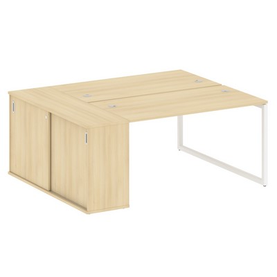 Metal System Quattro 4x4 40БО.РС-СШК-1.3 (Акация лорка/Белый) Рабочая станция на О-образном м/к с опорным шкафом-купе