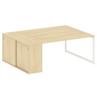 Metal System Quattro 4x4 40БО.РС-СШК-1.4 (Акация лорка/Белый) Рабочая станция на О-образном м/к с опорным шкафом-купе