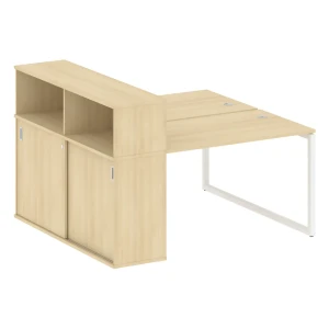 40БО.РС-СШК-2.2 (Акация лорка/Белый) Рабочая станция на О-образном м/к с опорным шкафом-купе