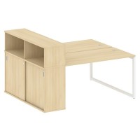 Metal System Quattro 4x4 40БО.РС-СШК-2.3 (Акация лорка/Белый) Рабочая станция на О-образном м/к с опорным шкафом-купе