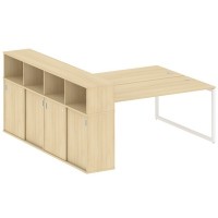 Metal System Quattro 4x4 40БО.РС-СШК-4.5 (Акация лорка/Белый) Рабочая станция на О-образном м/к с опорным шкафом-купе