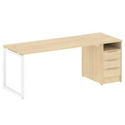 Metal System Quattro 4x4 40БО.РС-СТП -1.4 (Акация лорка/Белый) Рабочая станция на О-образном м/к с опорной тумбой