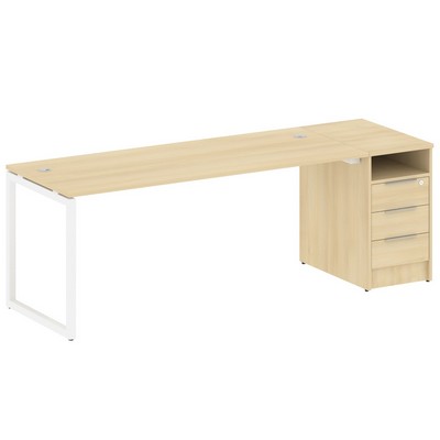 Metal System Quattro 4x4 40БО.РС-СТП -1.5 (Акация лорка/Белый) Рабочая станция на О-образном м/к с опорной тумбой