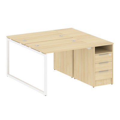 Metal System Quattro 4x4 40БО.РС-СТП-2.1 (Акация лорка/Белый) Рабочая станция на О-образном м/к с опорной тумбой