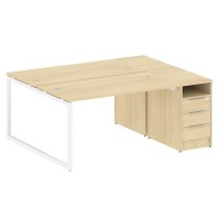 Metal System Quattro 4x4 40БО.РС-СТП-2.3 (Акация лорка/Белый) Рабочая станция на О-образном м/к с опорной тумбой