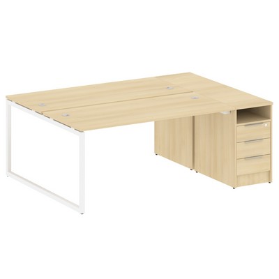 Metal System Quattro 4x4 40БО.РС-СТП-2.4 (Акация лорка/Белый) Рабочая станция на О-образном м/к с опорной тумбой