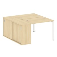 Metal System Quattro 4x4 40БП.РС-СШК-1.1 (Акация лорка/Белый) Рабочая станция на П-образном м/к с опорным шкафом-купе