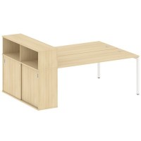 Metal System Quattro 4x4 40БП.РС-СШК-2.5 (Акация лорка/Белый) Рабочая станция на П-образном м/к с опорным шкафом-купе