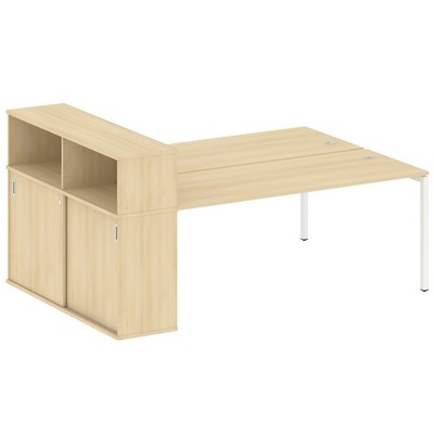 Metal System Quattro 4x4 40БП.РС-СШК-2.5 (Акация лорка/Белый) Рабочая станция на П-образном м/к с опорным шкафом-купе