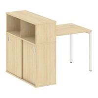 Metal System Quattro 4x4 40БП.РС-СШК-3.1 (Акация лорка/Белый) Стол письменный на П-образном м/к с опорным шкафом-купе