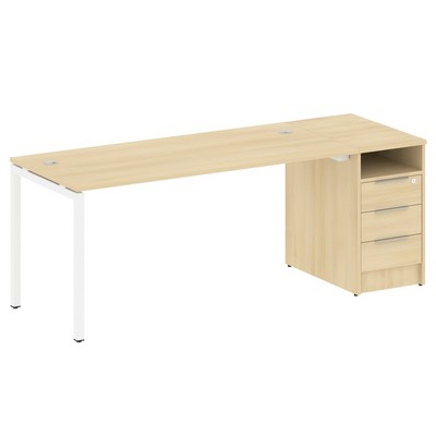 Metal System Quattro 4x4 40БП.РС-СТП -1.4 (Акация лорка/Белый) Рабочая станция на П-образном м/к с опорной тумбой