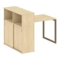 Metal System Quattro 4x4 40БО.РС-СШК-3.1 (Акация лорка/Мокко) Стол письменный на О-образном м/к с опорным шкафом-купе