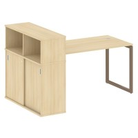 Metal System Quattro 4x4 40БО.РС-СШК-3.3 (Акация лорка/Мокко) Стол письменный на О-образном м/к с опорным шкафом-купе