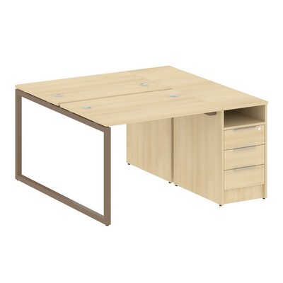 Metal System Quattro 4x4 40БО.РС-СТП-2.1 (Акация лорка/Мокко) Рабочая станция на О-образном м/к с опорной тумбой