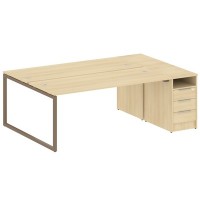 Metal System Quattro 4x4 40БО.РС-СТП-2.5 (Акация лорка/Мокко) Рабочая станция на О-образном м/к с опорной тумбой