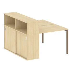 40БП.РС-СШК-2.1 (Акация лорка/Мокко) Рабочая станция на П-образном м/к с опорным шкафом-купе