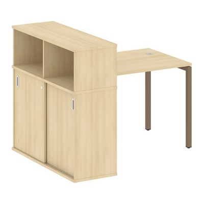 Metal System Quattro 4x4 40БП.РС-СШК-3.1 (Акация лорка/Мокко) Стол письменный на П-образном м/к с опорным шкафом-купе