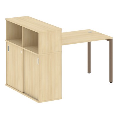 Metal System Quattro 4x4 40БП.РС-СШК-3.2 (Акация лорка/Мокко) Стол письменный на П-образном м/к с опорным шкафом-купе