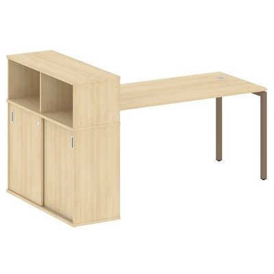 Metal System Quattro 4x4 40БП.РС-СШК-3.4 (Акация лорка/Мокко) Стол письменный на П-образном м/к с опорным шкафом-купе