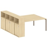 Metal System Quattro 4x4 40БП.РС-СШК-4.5 (Акация лорка/Мокко) Рабочая станция на П-образном м/к с опорным шкафом-купе