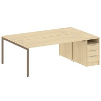 Metal System Quattro 4x4 40БП.РС-СТП-2.5 (Акация лорка/Мокко) Рабочая станция на П-образном м/к с опорной тумбой