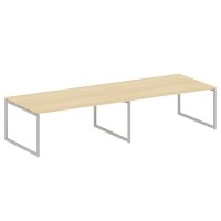 Metal System Quattro 4x4 40БО.ПРГ-2.5 (Акация лорка/Серый) Переговорный стол, 2 столешницы на О-образном м/к