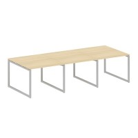 Metal System Quattro 4x4 40БО.ПРГ-3.1 (Акация лорка/Серый) Переговорный стол, 3 столешницы на О-образном м/к