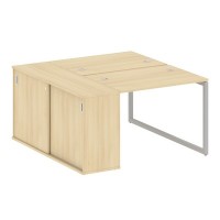 Metal System Quattro 4x4 40БО.РС-СШК-1.1 (Акация лорка/Серый) Рабочая станция на О-образном м/к с опорным шкафом-купе