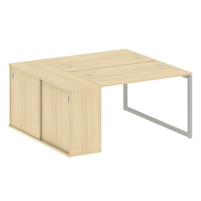 Metal System Quattro 4x4 40БО.РС-СШК-1.2 (Акация лорка/Серый) Рабочая станция на О-образном м/к с опорным шкафом-купе