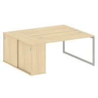 Metal System Quattro 4x4 40БО.РС-СШК-1.3 (Акация лорка/Серый) Рабочая станция на О-образном м/к с опорным шкафом-купе