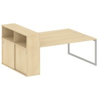 Metal System Quattro 4x4 40БО.РС-СШК-2.5 (Акация лорка/Серый) Рабочая станция на О-образном м/к с опорным шкафом-купе