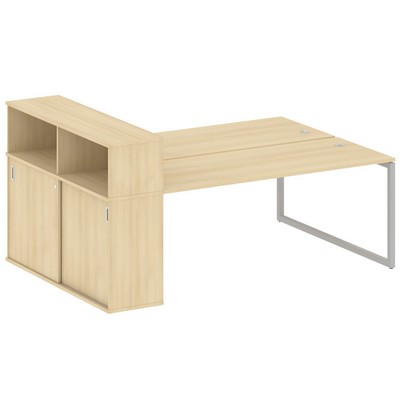 Metal System Quattro 4x4 40БО.РС-СШК-2.5 (Акация лорка/Серый) Рабочая станция на О-образном м/к с опорным шкафом-купе