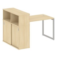 Metal System Quattro 4x4 40БО.РС-СШК-3.2 (Акация лорка/Серый) Стол письменный на О-образном м/к с опорным шкафом-купе