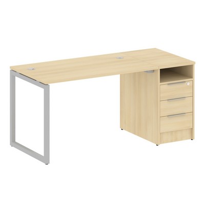 Metal System Quattro 4x4 40БО.РС-СТП -1.2 (Акация лорка/Серый) Рабочая станция на О-образном м/к с опорной тумбой