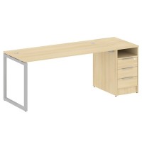 Metal System Quattro 4x4 40БО.РС-СТП -1.4 (Акация лорка/Серый) Рабочая станция на О-образном м/к с опорной тумбой