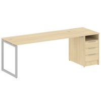 Metal System Quattro 4x4 40БО.РС-СТП -1.5 (Акация лорка/Серый) Рабочая станция на О-образном м/к с опорной тумбой