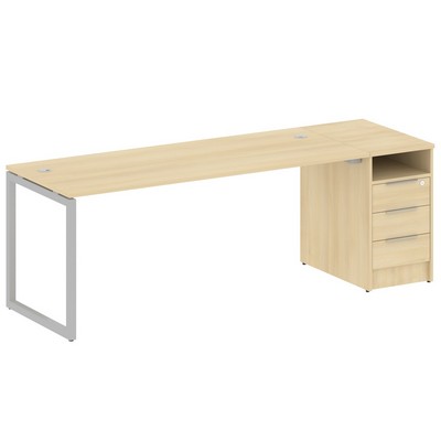 Metal System Quattro 4x4 40БО.РС-СТП -1.5 (Акация лорка/Серый) Рабочая станция на О-образном м/к с опорной тумбой