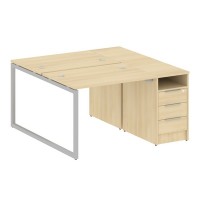 Metal System Quattro 4x4 40БО.РС-СТП-2.1 (Акация лорка/Серый) Рабочая станция на О-образном м/к с опорной тумбой