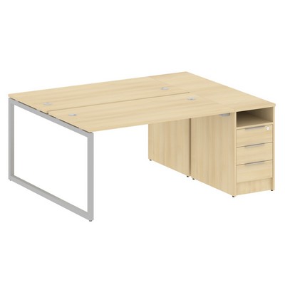 Metal System Quattro 4x4 40БО.РС-СТП-2.3 (Акация лорка/Серый) Рабочая станция на О-образном м/к с опорной тумбой