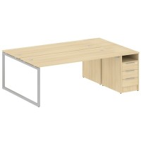 Metal System Quattro 4x4 40БО.РС-СТП-2.5 (Акация лорка/Серый) Рабочая станция на О-образном м/к с опорной тумбой